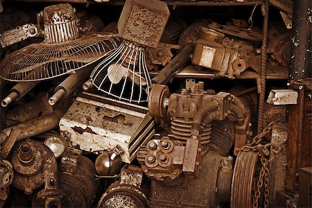 simsearch:694-03328729,k - Old iron trash in a landfill - metal scrap Stock Photo - Budget Royalty-Free & Subscription, Code: 400-06919523