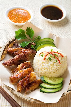 simsearch:400-07418409,k - Singapore chicken rice. Asian style Hainan chicken rice close-up. Asian food. Stock Photo - Budget Royalty-Free & Subscription, Code: 400-06919884