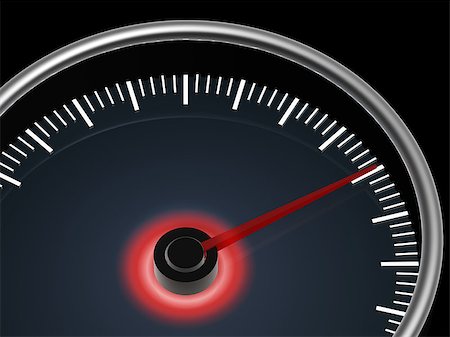 speedometer with red pointer on dark background Stock Photo - Budget Royalty-Free & Subscription, Code: 400-06919891