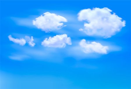 Blue sky with clouds. Vector background. Foto de stock - Super Valor sin royalties y Suscripción, Código: 400-06911628
