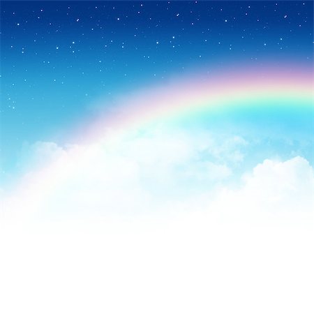 simsearch:400-06141235,k - Cloudy blue sky with rainbow and stars abstract background Stock Photo - Budget Royalty-Free & Subscription, Code: 400-06913544