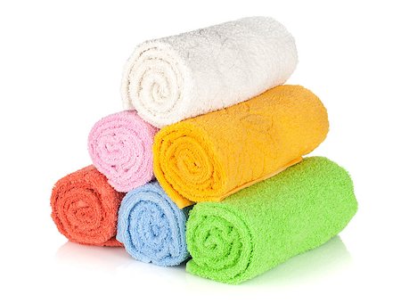 Colorful towels. Isolated on white background Photographie de stock - Aubaine LD & Abonnement, Code: 400-06922285