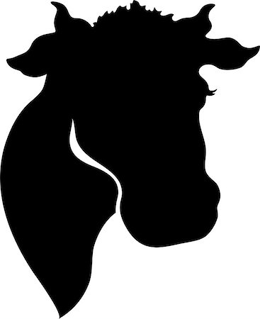 Silhouette of a cow's head over white. EPS 10, AI, JPEG Stock Photo - Budget Royalty-Free & Subscription, Code: 400-06934966