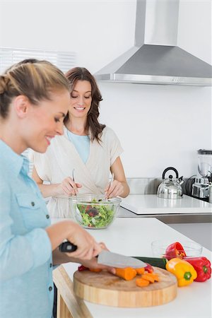 Cheerful women cooking together in the kitchen Foto de stock - Super Valor sin royalties y Suscripción, Código: 400-06932727