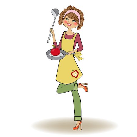 woman cooking, illustration in vector Stock Photo - Budget Royalty-Free & Subscription, Code: 400-06944336