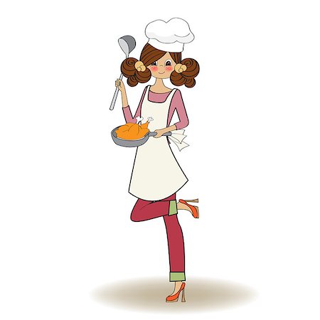 woman cooking, illustration in vector Stock Photo - Budget Royalty-Free & Subscription, Code: 400-06944338