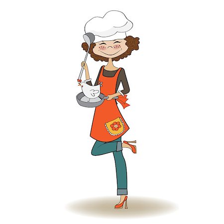 woman cooking, illustration in vector Stock Photo - Budget Royalty-Free & Subscription, Code: 400-06944339
