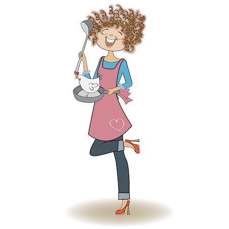 woman cooking, illustration in vector Stock Photo - Budget Royalty-Free & Subscription, Code: 400-06944340