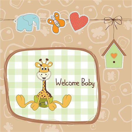 simsearch:400-05242361,k - baby shower card with baby giraffe, vector illustration Stock Photo - Budget Royalty-Free & Subscription, Code: 400-06944802