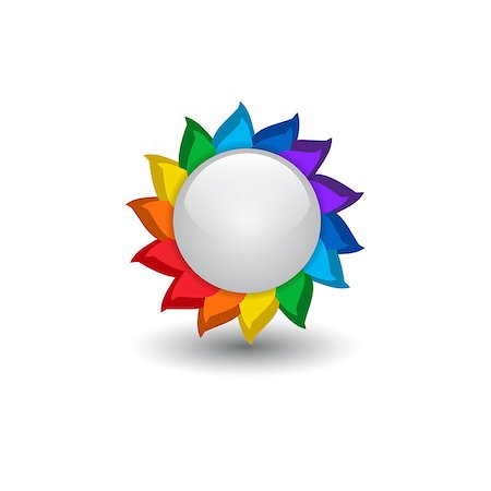 round flower designs - 3d grey button with rainbow sun frame Stock Photo - Budget Royalty-Free & Subscription, Code: 400-06944928