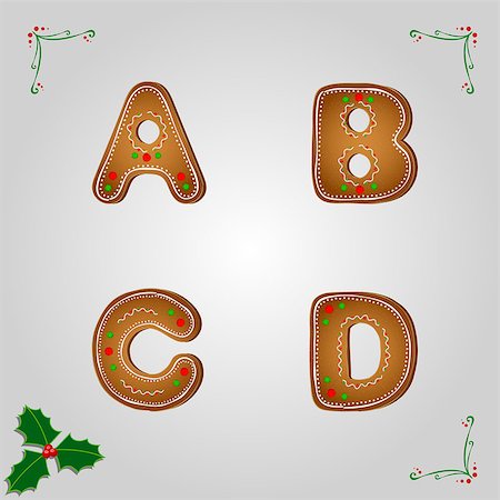 fancy letters - Christmas gingerbread letters from a to d Stock Photo - Budget Royalty-Free & Subscription, Code: 400-06945074