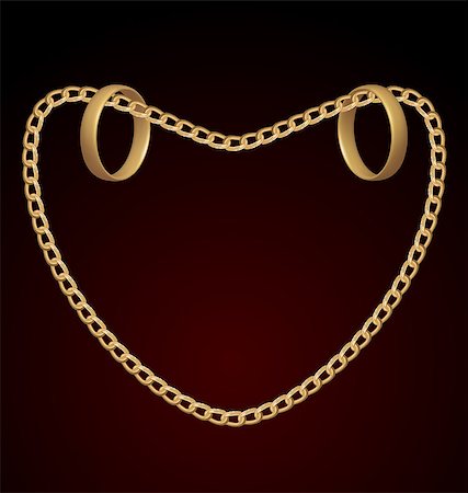 Illustration of jewelry two rings on golden chain of heart shape - vector eps10 mesh Stock Photo - Budget Royalty-Free & Subscription, Code: 400-06945244