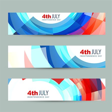 pinnacleanimates (artist) - vector set of american independence day header Stock Photo - Budget Royalty-Free & Subscription, Code: 400-06945401