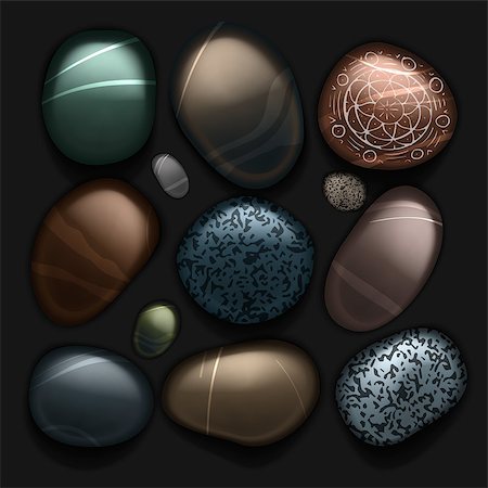 simsearch:400-04016023,k - Stones pebble collection isolated on black, vector Eps10 image. Stock Photo - Budget Royalty-Free & Subscription, Code: 400-06945914