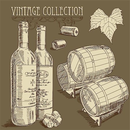 wine collection,  this illustration may be useful as designer work Photographie de stock - Aubaine LD & Abonnement, Code: 400-06946200