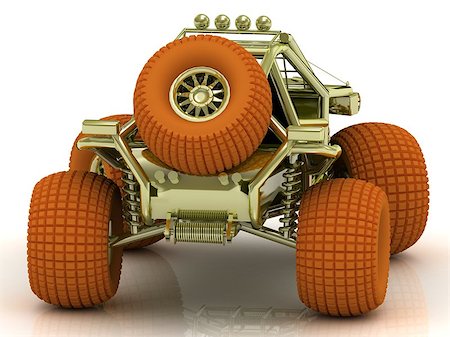 dune driving - Back view Mini ATV buggy golden color with orange wheels Stock Photo - Budget Royalty-Free & Subscription, Code: 400-06946468