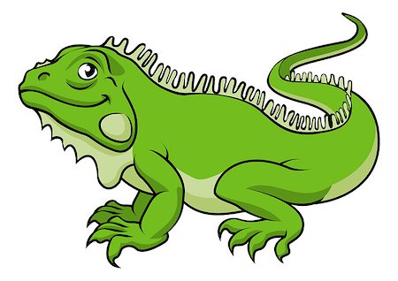 An illustration of a happy green cartoon Iguana lizard Stock Photo - Budget Royalty-Free & Subscription, Code: 400-06946774