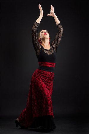 flamenco dancers - Flamenco dancer in black and red dress Stock Photo - Budget Royalty-Free & Subscription, Code: 400-06949229