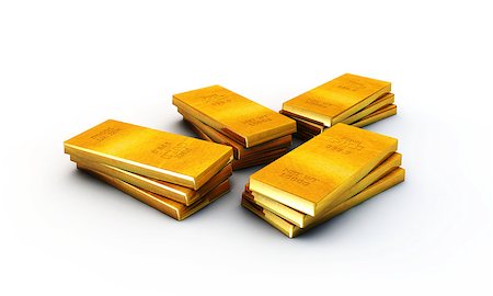 shiny gold bars - gold ingots isolated on white  background Stock Photo - Budget Royalty-Free & Subscription, Code: 400-06949637