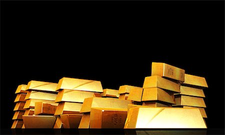 gold ingots isolated on black background Stock Photo - Budget Royalty-Free & Subscription, Code: 400-06949638