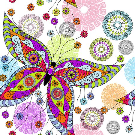 polka dot butterfly - Seamless white floral spring pattern with vivid butterflies(vector eps 10) Stock Photo - Budget Royalty-Free & Subscription, Code: 400-06950949