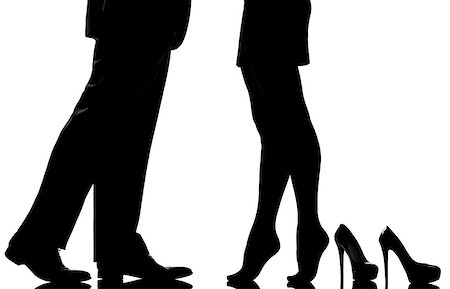 one caucasian detail legs feet couple man and woman tiptoe lovers teenderness in studio silhouette isolated on white background Foto de stock - Super Valor sin royalties y Suscripción, Código: 400-06951009