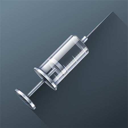 empty glass medical syringe for injections - eps10 vector illustration with long shadow effect Stock Photo - Budget Royalty-Free & Subscription, Code: 400-06951799