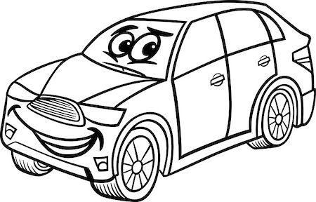 funny images of people driving - Black and White Cartoon Illustration of Funny SUV or Crossover Car Vehicle Comic Mascot Character for Children to Coloring Book Stock Photo - Budget Royalty-Free & Subscription, Code: 400-07034078