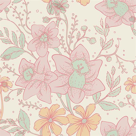 simsearch:400-06454217,k - Vector illustration of Flower seamless pattern Stock Photo - Budget Royalty-Free & Subscription, Code: 400-07034199
