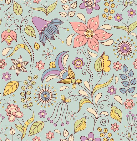 simsearch:400-07049687,k - Vector illustration of seamless pattern with abstract flowers. Stock Photo - Budget Royalty-Free & Subscription, Code: 400-07034633
