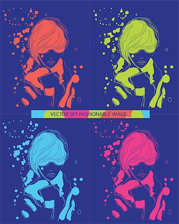 vector set. fashionable image. Silhouette fashion girl Stock Photo - Budget Royalty-Free & Subscription, Code: 400-07034918