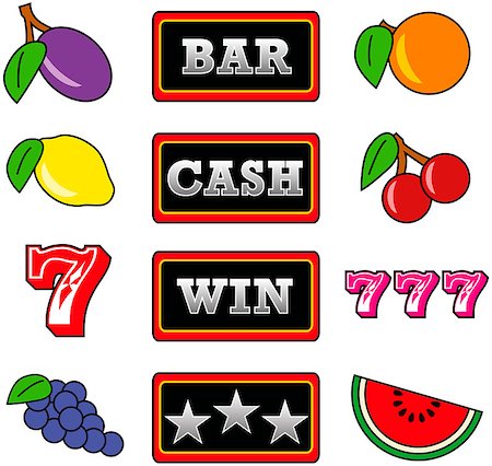illustration of 12 different slot machine symbols Stock Photo - Budget Royalty-Free & Subscription, Code: 400-07034996