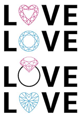 simsearch:400-06686195,k - diamond love with hearts and gemstones, vector set Photographie de stock - Aubaine LD & Abonnement, Code: 400-07035006