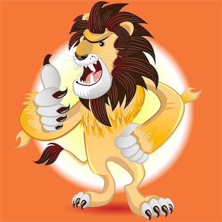 simsearch:400-08255624,k - Male Lion Mascot Thumbs Up And Smile Stock Photo - Budget Royalty-Free & Subscription, Code: 400-07035116