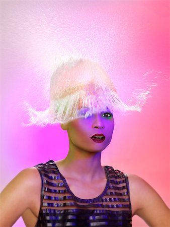 Creative Concept of Woman and Water Splashing on Top of Her Head Stock Photo - Budget Royalty-Free & Subscription, Code: 400-07035227