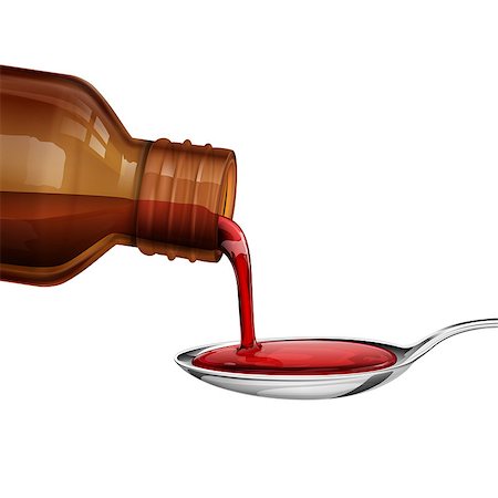 illustration of bottle pouring medicine syrup in spoon Stock Photo - Budget Royalty-Free & Subscription, Code: 400-07035399