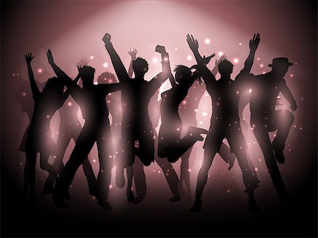 simsearch:400-04389591,k - Silhouettes of people dancing on a spotlight background Stock Photo - Budget Royalty-Free & Subscription, Code: 400-07036048