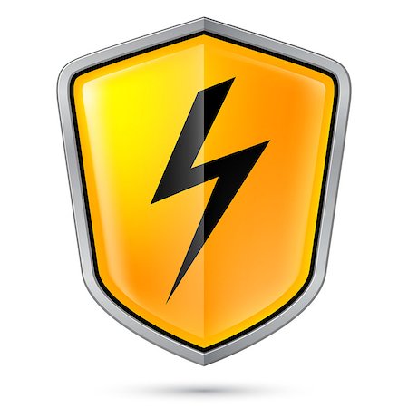 simsearch:400-03993174,k - Warning sign on shield, indicating of High voltage. Illustration on white Stock Photo - Budget Royalty-Free & Subscription, Code: 400-07036088
