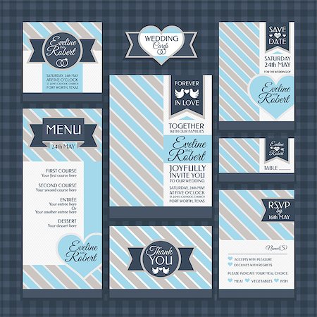 simsearch:400-05307521,k - set of classic wedding cards vector illustration Stock Photo - Budget Royalty-Free & Subscription, Code: 400-07036411