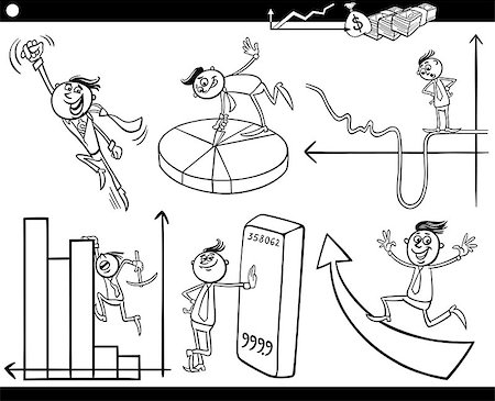 Black and White Concept Cartoon Illustration Set of Funny Men or Businessmen Characters and Business Metaphors Foto de stock - Super Valor sin royalties y Suscripción, Código: 400-07037584