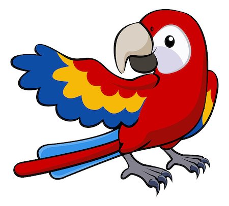 simsearch:400-08410665,k - Illustration of a happy red cartoon parrot pointing with his wing Photographie de stock - Aubaine LD & Abonnement, Code: 400-07038687