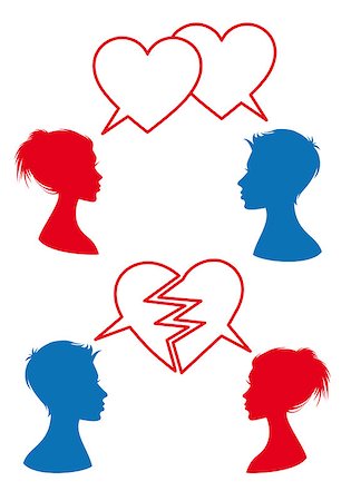 simsearch:400-07216352,k - love and relationship, man and woman with heart shaped speech bubbles, vector illustration Photographie de stock - Aubaine LD & Abonnement, Code: 400-07038696