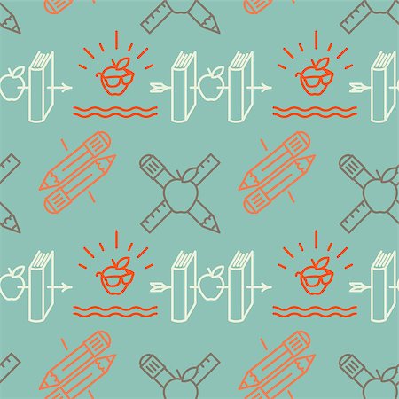 simsearch:400-07042264,k - Seamless school pattern retro style, vector Eps10 illustration. Stock Photo - Budget Royalty-Free & Subscription, Code: 400-07038987