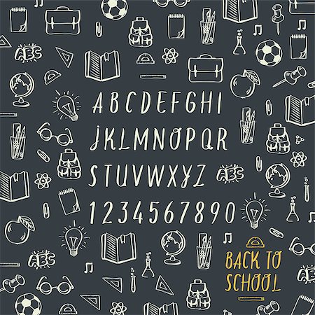 symbol for students education - Schools hands draw chalk written font, vector Eps10 image. Stock Photo - Budget Royalty-Free & Subscription, Code: 400-07038988