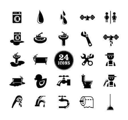 female plumber - Black Bathroom Icons Set, eps vector illustration Stock Photo - Budget Royalty-Free & Subscription, Code: 400-07039480