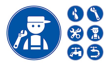 pipe wrench - Blue Plumber Icons Set, eps vector illustration Stock Photo - Budget Royalty-Free & Subscription, Code: 400-07039482