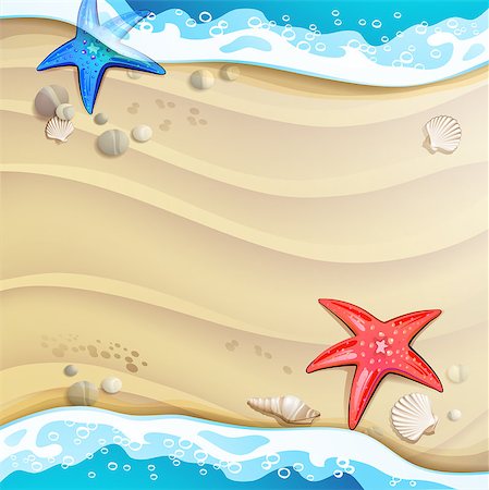 Summer beach with starfish and sea shells Stock Photo - Budget Royalty-Free & Subscription, Code: 400-07039612