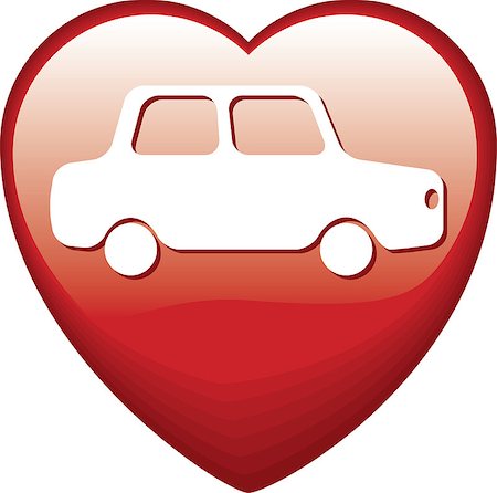 Red Heart Shape with white car inside Stock Photo - Budget Royalty-Free & Subscription, Code: 400-07032280