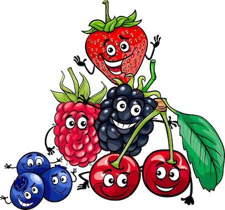 Cartoon Illustration of Funny Berry Fruits Food Characters Group Stock Photo - Budget Royalty-Free & Subscription, Code: 400-07033128