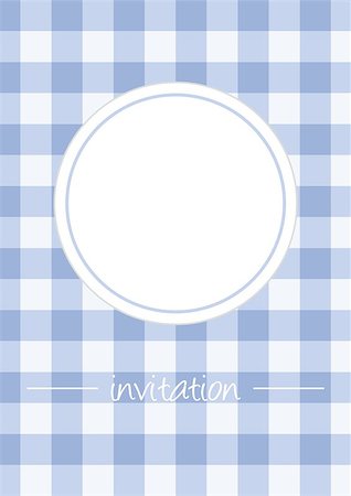 shower kid - Retro blue vintage vector card or invitation with checkered pattern or grid texture and white space like plate or place for photo. Button, restaurant menu card, baby shower or opening invitation. Stock Photo - Budget Royalty-Free & Subscription, Code: 400-07033743